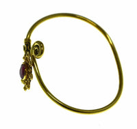 Cargar imagen en el visor de la galería, Messing Armreif antik gold Rubin pink Kugeln Blume - chic - net.de
