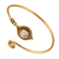 Load image into Gallery viewer, Messing Armreif antik golden Mondstein rund Kugeln verstellbar antik Tribal Schmuck - chic - net.de
