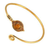Load image into Gallery viewer, Messing Armreif antik goldenTigerauge Maserung rund Kugeln verstellbar - chic - net.de
