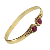 Load image into Gallery viewer, Messing Armreif golden Rubin rund Spirale Zopfrand verstellbar antik Tribal Schmuck - chic - net.de
