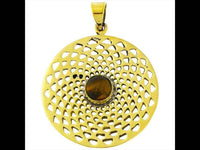 Load image into Gallery viewer, Messing Brass Anhänger Dalie Tigerauge antik golden Kette Damen nickelfrei Schmuck Tribal - chic - net.de
