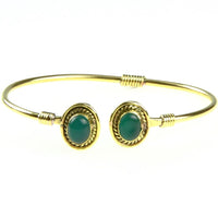 Load image into Gallery viewer, Messing Brass Armreif golden oval Seilmuster Jade nickelfrei verstellbar antik Tribal Schmuck - chic - net.de
