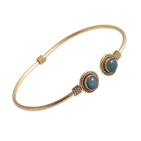 Load image into Gallery viewer, Messing Brass Armreif golden oval Seilmuster Labradorit nickelfrei verstellbar antik Tribal - chic - net.de
