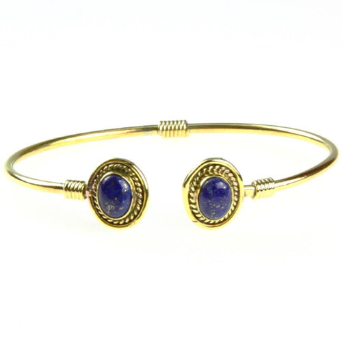 Messing Brass Armreif golden oval Seilmuster Lapis nickelfrei verstellbar antik Tribal Schmuck - chic - net.de