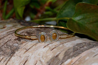 Cargar imagen en el visor de la galería, Messing Brass Armreif golden oval Seilmuster Tigerauge nickelfrei verstellbar antik Tribal Schmuck - chic - net.de
