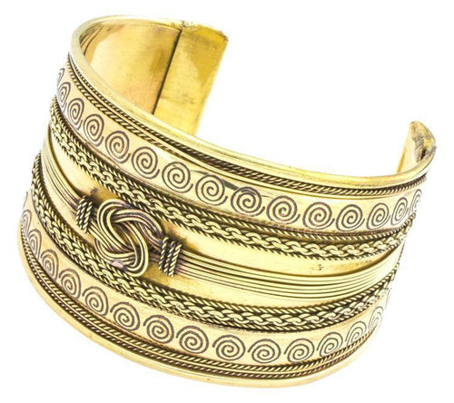 Messing Brass Armreif Spirale Knoten Ketten oxidiert gold nickelfrei antik Seile Tribal Schmuck - chic - net.de
