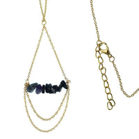 Load image into Gallery viewer, Messing Kette golden fein Anhänger Kettchen Howlith Onyx Amethyst aufgefädelt 61 - 66 cm - chic - net.de
