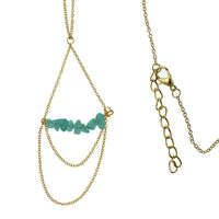 Load image into Gallery viewer, Messing Kette golden fein Anhänger Kettchen Jade grün Steine aufgefädelt 61 - 66 cm - chic - net.de
