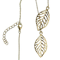 Cargar imagen en el visor de la galería, Messing Kette golden fein Blätter Anhänger Blattadern Muster beweglich filigran 50 - 55 cm - chic - net.de
