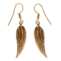 Load image into Gallery viewer, Messing Ohrringe Flügel klein Haken Aufhänger Verschluss antik golden Ohrhänger - chic - net.de
