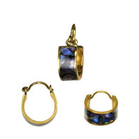 Load image into Gallery viewer, Messing Ohrringe gold Abalone Muschel Imitat Creolen - chic - net.de
