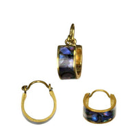 Load image into Gallery viewer, Messing Ohrringe gold Abalone Muschel Imitat Creolen - chic - net.de
