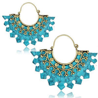 Load image into Gallery viewer, Messing Ohrringe Türkis Stein gold Bogen Pfeile 50mm - chic - net.de
