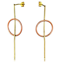 Load image into Gallery viewer, Messing Ohrstecker Stab Kreis antik golden rotgold Bronze Kreis minimalistisch - chic - net.de

