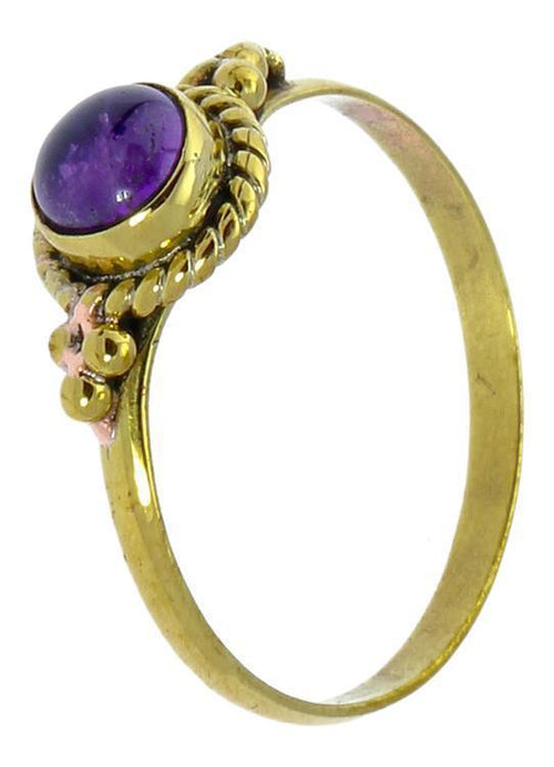 Messing Ringe Kugeldreiecke Amethyst Zopf rund antik golden nickelfrei Tribal Stein Schmuck - chic - net.de