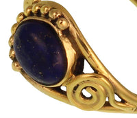 Load image into Gallery viewer, Messing Ringe Lapislazuli oval Halbkreis Kugeln Spirale antik golden nickelfrei Tribal schmal - chic - net.de

