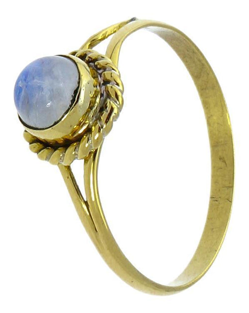 Messing Ringe Mondstein Zopf Rand rund antik golden nickelfrei Tribal Stein Schmuck - chic - net.de