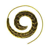 Load image into Gallery viewer, Messing Spirale Ohrringe Piercing Blattadern antik gold - chic - net.de
