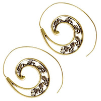 Load image into Gallery viewer, Messingohrringe golden Spiralen Zweig Blätter Ornament - chic - net.de
