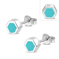 Load image into Gallery viewer, Mini Ohrstecker 925 Silber Stein Muschel Hexagon - chic - net.de
