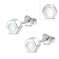 Load image into Gallery viewer, Mini Ohrstecker 925 Silber Stein Muschel Hexagon - chic - net.de
