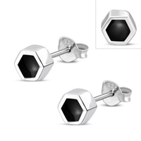 Load image into Gallery viewer, Mini Ohrstecker 925 Silber Stein Muschel Hexagon - chic - net.de
