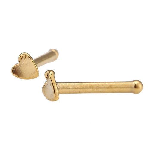 modischer Piercing mini straight Barbell aus Edelstahl goldene Farbe Herz - chic - net.de
