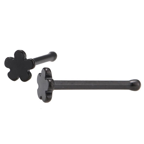 modischer Piercing mini straight Barbell aus Edelstahl schwarz Blume - chic - net.de