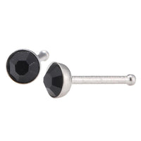 Cargar imagen en el visor de la galería, modischer Piercing mini straight Barbell schwarzer Zirkonia Stein Edelstahl - chic - net.de
