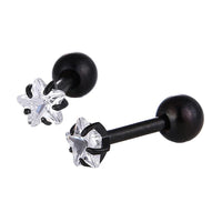 Load image into Gallery viewer, modischer Piercing schwarze weißer Sternförmiger Zirkonia Stein aus Edelstahl - chic - net.de

