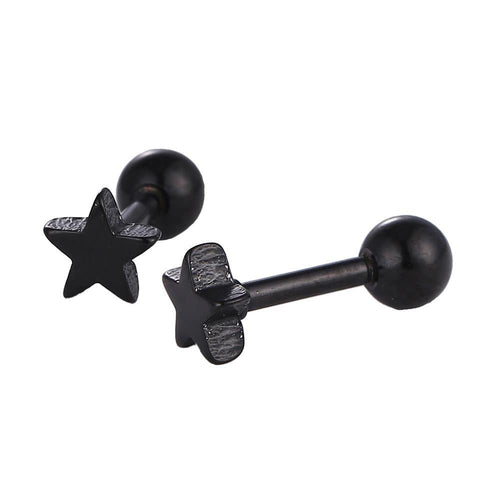modischer Piercing straight Barbell aus Edelstahl schwarz Stern - chic - net.de