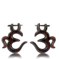 Load image into Gallery viewer, Narra Holz Pin Ohrringe Creolen Om handgeschnitzt braun 40 mm - chic - net.de
