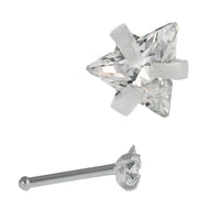 Cargar imagen en el visor de la galería, Nasenstecker silber Edelstahl dreickig weiß Zirkonia - chic - net.de
