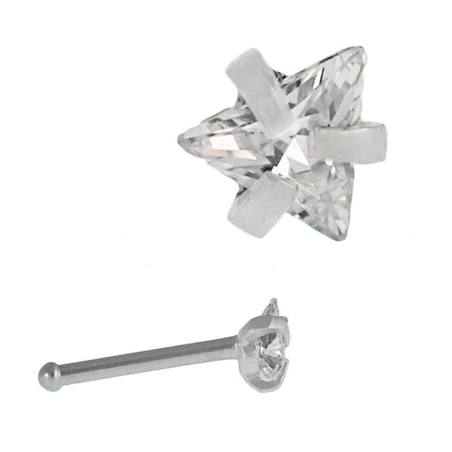 Nasenstecker silber Edelstahl dreickig weiß Zirkonia - chic - net.de