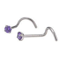 Load image into Gallery viewer, Nostril gebogener Nasenstecker silbern, lilaner Glitzerstein - chic - net.de

