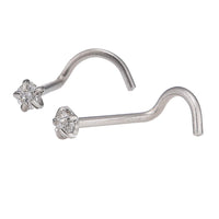 Load image into Gallery viewer, Nostril gebogener Nasenstecker silbern, weißer Glitzerstein Edelstahl - chic - net.de
