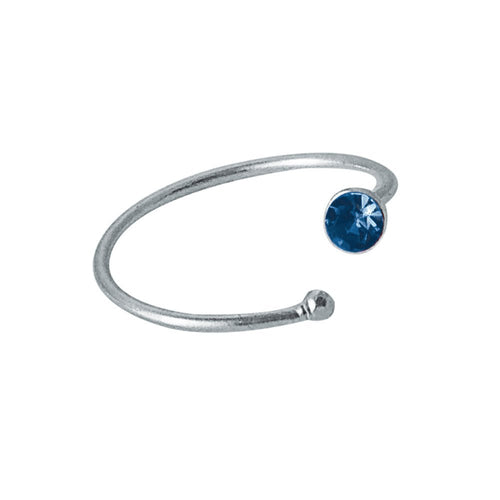 Nostril Kristall Piercing Nasenring 925 Sterling Silber blau versetzt Kugelende Glitzer - chic - net.de