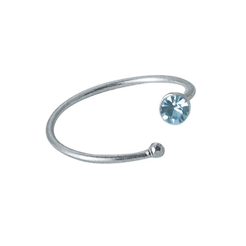 Nostril Kristall Piercing Nasenring 925 Sterling Silber hellblau versetzt Kugelende Glitzer - chic - net.de