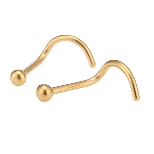 Nostril Piercing gebogener Nasenring Kugel gold Farben Chirurgenstahl - chic - net.de