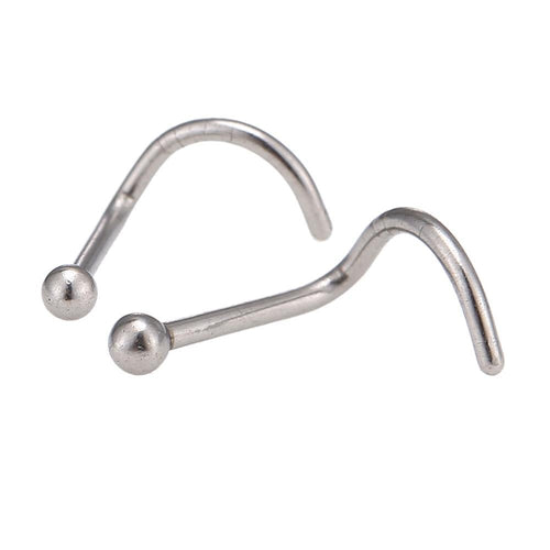Nostril Piercing gebogener Nasenring Kugel silber Farben Chirurgenstahl - chic - net.de