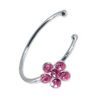 Load image into Gallery viewer, Nostril Piercing Nasenring 925 Sterling Silber Kristall Blume rosa Glitzer Kugelenden - chic - net.de
