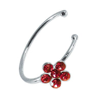 Load image into Gallery viewer, Nostril Piercing Nasenring 925 Sterling Silber Kristall Blume rot Glitzer Kugelenden - chic - net.de
