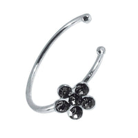 Load image into Gallery viewer, Nostril Piercing Nasenring 925 Sterling Silber Kristall Blume schwarz Glitzer Kugelenden - chic - net.de
