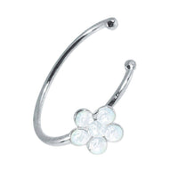 Load image into Gallery viewer, Nostril Piercing Nasenring 925 Sterling Silber Kristall Blume weiß Glitzer Kugelenden - chic - net.de
