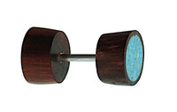 Cargar imagen en el visor de la galería, Fake Holz Plug Piercing crushed Türkis Inlay Sonoholz Edelstahl unisex
