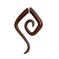 Load image into Gallery viewer, Fake Piercing Sawoholz Edelstahl handgeschnitzt groß braun rotbraun Dehner
