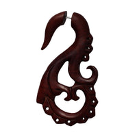 Load image into Gallery viewer, Fake Piercing Sawoholz Edelstahl handgeschnitzt groß braun rotbraun Dehner

