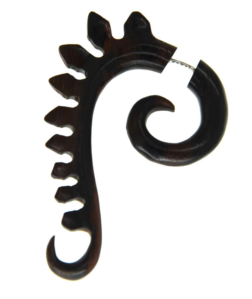 Fake Piercing Ohrring Holz Hook Spirale Drachenrücken