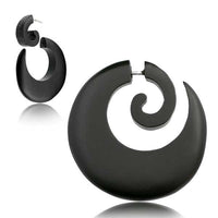 Load image into Gallery viewer, Fake Piercing Ohrring Narra Holz Spirale breiter werdend
