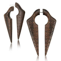 Load image into Gallery viewer, Javanisches Batik Fake Piercing Narra-Holz Ohrring 1mm

